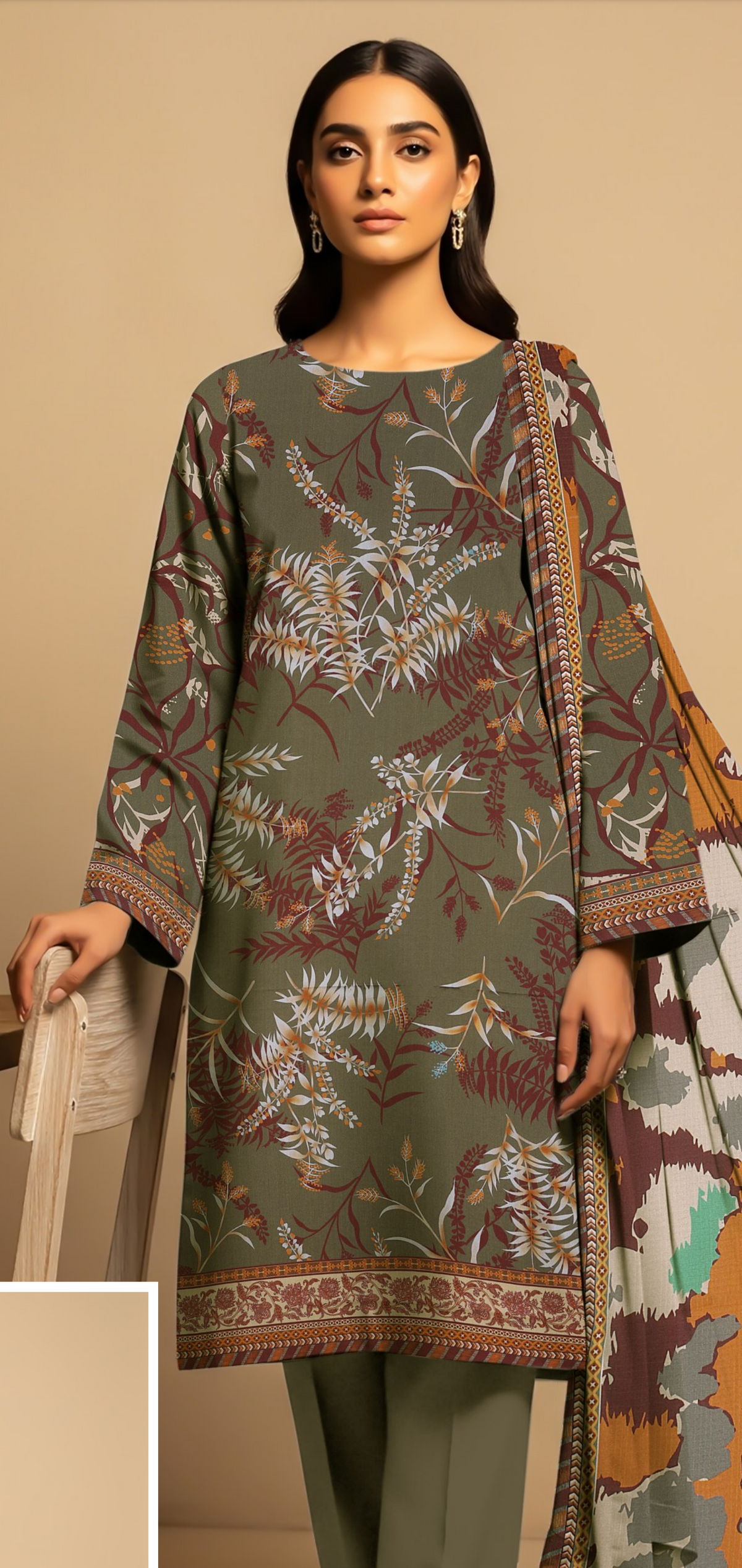 Orang Viscose 3-Piece Unstitched
