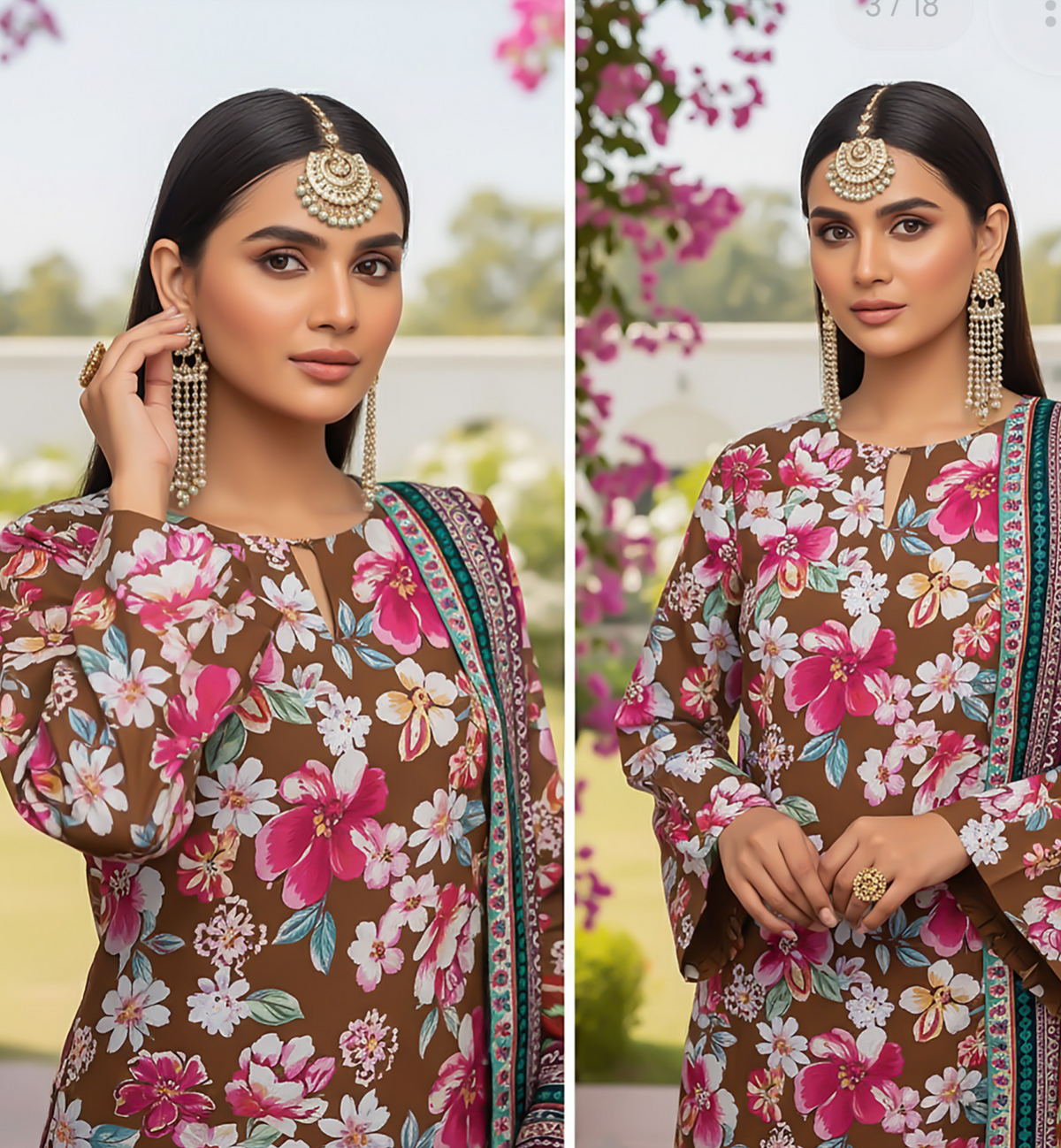 Orang Viscose 3-Piece Unstitched