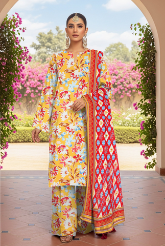 Orang Viscose 3-Piece Unstitched