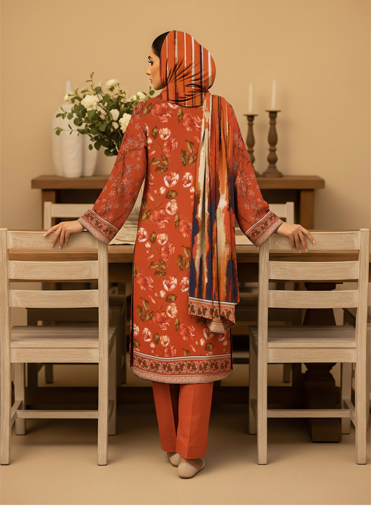 Orang Viscose 3-Piece Unstitched