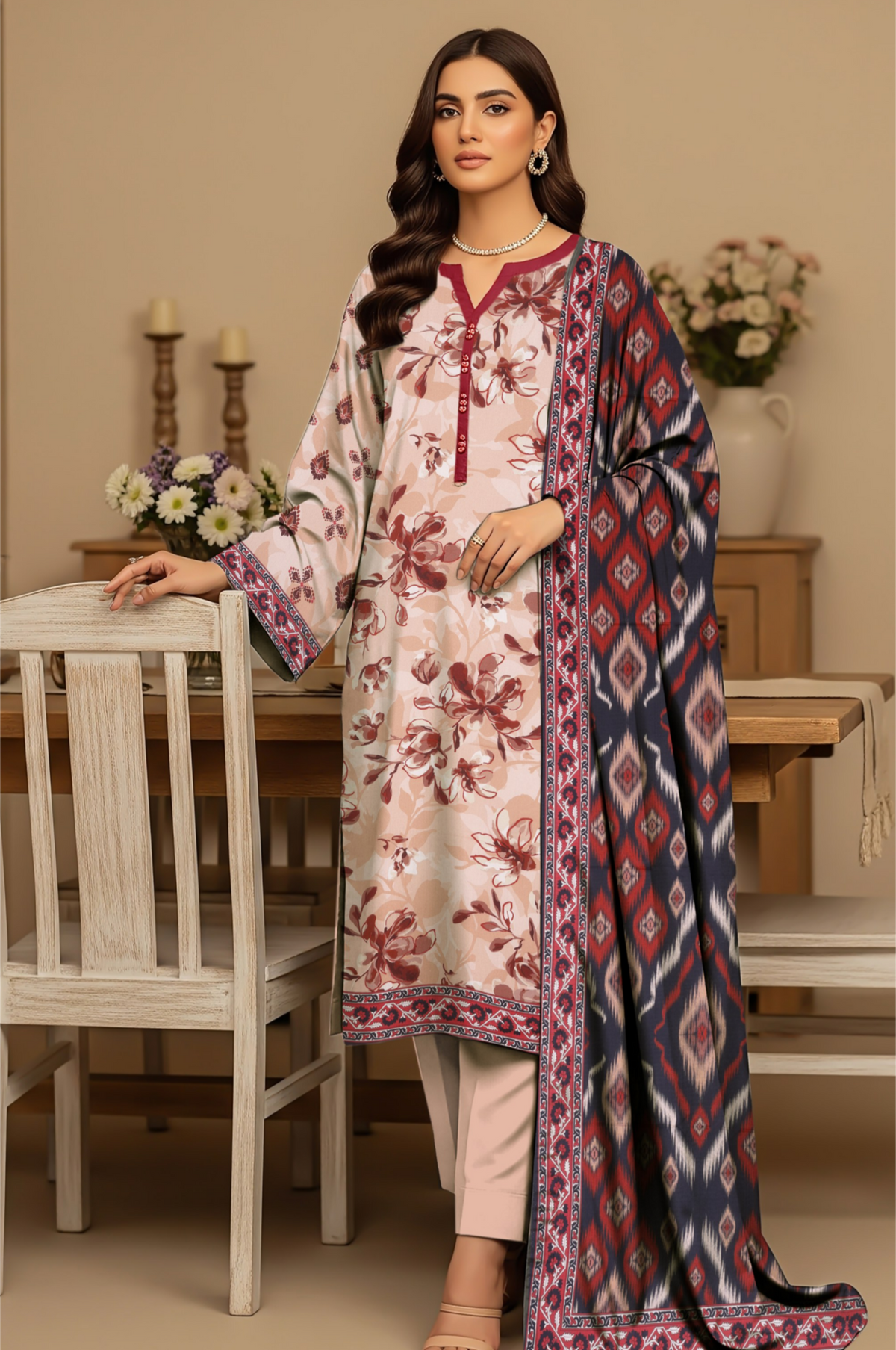 Orang Viscose 3-Piece Unstitched