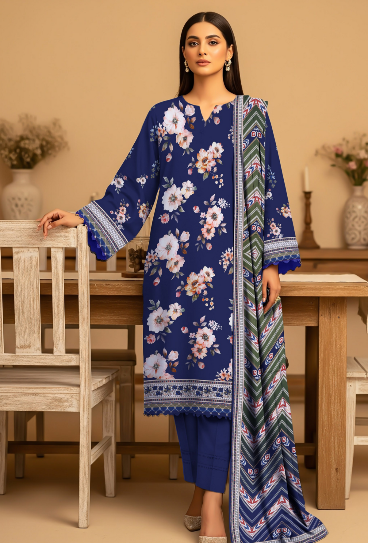 Orang Viscose 3-Piece Unstitched